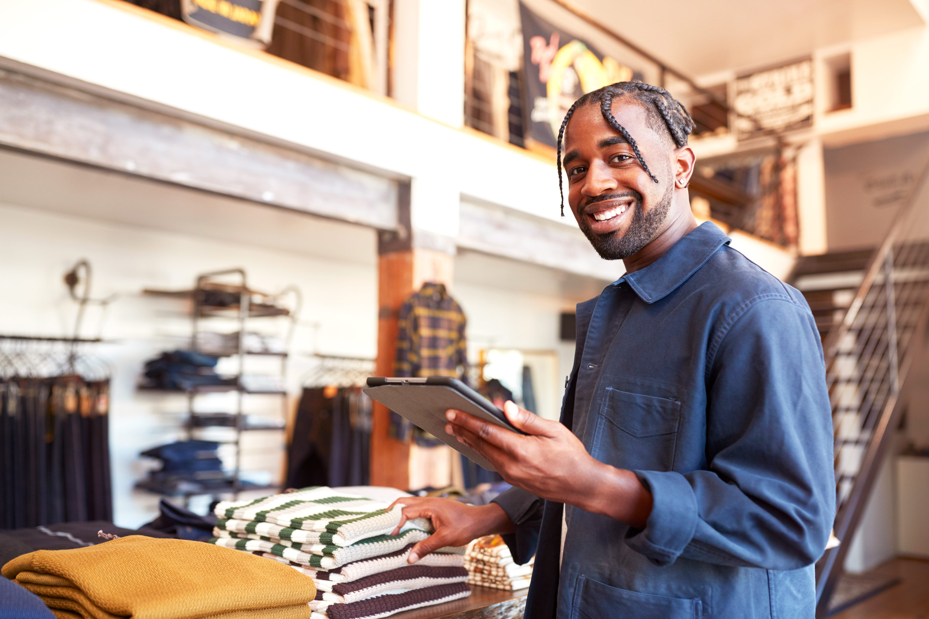 Businessman checking inventory